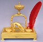  A French bronze inkstand, hound with hare, Empire, c. 1820.
